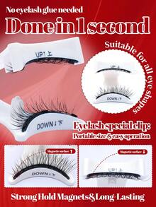 4 Pairs Magnetic False Eyelashes With White Clips, Mixed Natural & Curly Styles, Easy To Use For Everyday, Dates, Parties - Fluffy Lashes - View 5