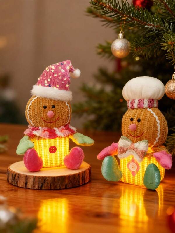 Figuras decorativas de hombre de jengibre, figura decorativa de jengibre navideño, decoración de jengibre con LED, decoración navideña luminosa, decoración de figura de jengibre, decoración de jengibre linda, decoración colgante para árbol de Navidad, decoración para fiesta de vacaciones de invierno en casa, figura decorativa de jengibre, árbol de Navidad, decoración colgante navideña