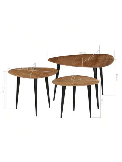 VidaXL Piece Coffee Tafel Set Solid Acacia Wood view 2