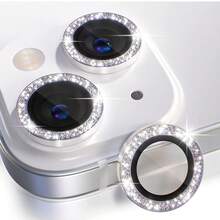 1 set compatibile con 11 12 13 14 15 16 17 Pro Max, protezione per obiettivo fotocamera con decorazione glitterata, copertura in vetro temperato ultra HD, anello protettivo in metallo per obiettivo, accessori con glitter in titanio