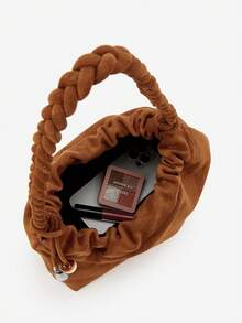 حقيبة كتف جديدة مزينة بالخرز والشراريب المضفرة لموسم الخريف/الشتاء، حقيبة تحت الإبط مطوية على شكل سحابة