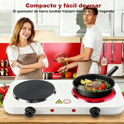 Parrilla Eléctrica Doble de 2500W, de Estilo Americano, Color Blanco, Cerrada, con Función de Mantenimiento Térmico, Calefacción, Asado, Temperatura Constante, para Uso Doméstico, Pequeño Electrodoméstico Multifuncional, Ideal para Hervir Té, Preparar Café con Moka Pot y Calentar