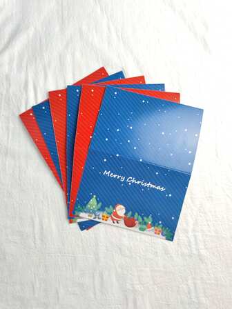 6pcs/Pack, Christmas Theme Greeting Card , Holiday Greeting Cards And Holiday Invitation Cards, Different Christmas Pattern Designs, Thank-You Wishes For Teachers, Friends, Classmates (Including Envelopes)
