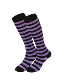 1 Pair Women's Striped Knee-High Socks, Striped Socks For Cosplay, European And American Sports & Casual Style, Calf Socks - Multicolor - View 26