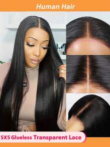 Straight 5x5 Glueless Lace Wigs Human Hair Pre Plucked Transparent Lace Wig For Women 150% Density Virgin Hair