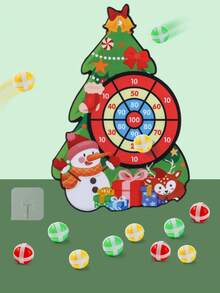 Cible d'arbre de Noël, accessoires de jeu thématique de Noël pour enfants, jeu de fête de Noël pour les 3-12 ans, jeu interactif pour fête familiale parent-enfant, boîte-cadeau de Noël (comprend 1 crochet + 3 balles)