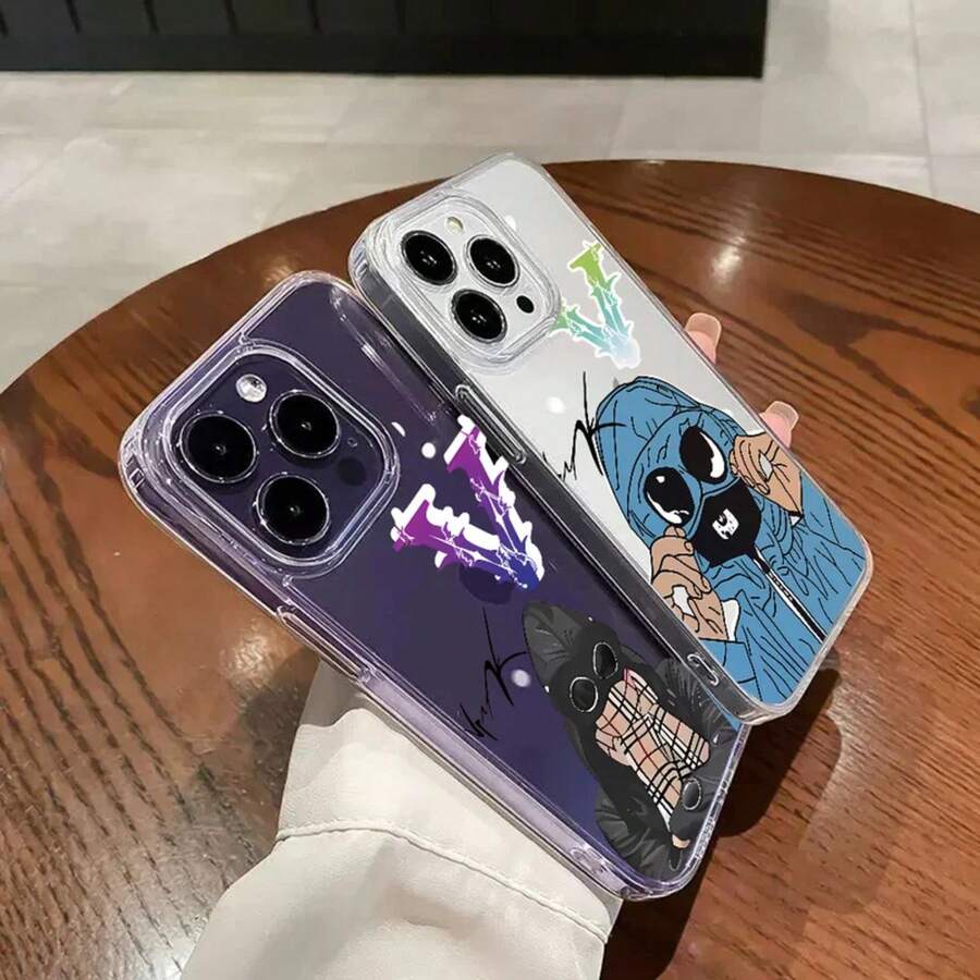 Custodia per telefono Cool V-Vrunk, cover trasparente morbida in TPU silicone compatibile con 11 12 13 Mini 14 15 Pro Xs Max Plus SE, cover posteriore trasparente, compatibile con 17, 17 Pro, 17 Pro Max