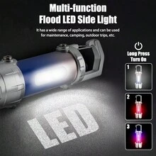 1 Stück Mini LED COB Taschenlampe USB wiederaufladbar mit Haken, tragbarer Schlüsselanhänger Licht für Outdoor Camping mit rotem und blauem Licht