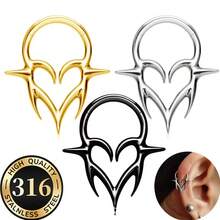 1pc 316L Stainless Steel Unique Hinged Nose Ring With Heart-Shaped Spike, Gothic Punk Style, Suitable For Nose/Ear Cartilage Piercing - Heart - View 2