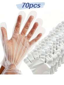 140/210pcs Disposable Gloves, One-Time Cleaning Gloves, Household Kitchen Dishwashing Gloves, Disposable PE Gloves, Waterproof Plastic Gloves, Party Gloves, For Living Room, Bathroom, Car, Patio, Pet Supplies, Salon, Hair Dye, Catering Service, Kitchen, Restaurant Cleaning, Beauty Salon, Household Tools