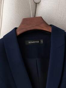 HOMEYEE Vintage Lapel Long Sleeve Casual Elegant Business Office Lady Blazer Jacket, Suitable For All Seasons - 藏蓝色 - 查看 4