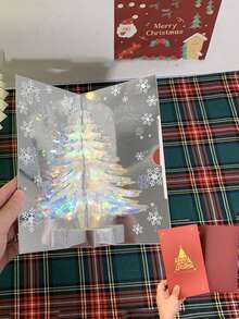 Eine handgefertigte 3D Pop-Up Weihnachtsbaum Grußkarte mit Nachricht - Eine Feiertags-Segenswunschkarte, geeignet für jedermann, Heimdekoration, Weihnachtsdekorationen, Raumdekoration, Winter