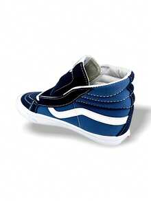 Vans 女士舒适高帮休闲运动鞋，适合日常穿着 - 藍/黑色 - 查看 3
