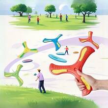 夜光回旋镖，EVA材质户外玩具，吸收阳光或灯光后发出绿光，夜间使用效果最佳，便携式三叶趣味玩具，益智运动玩具，情人节趣味玩具 - 彩色 - 查看 2