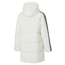 Adidas Men's Outdoor Cotton Padded 3S MID D JKT Down Jacket, Loose Fit Long Style Women's Daily Jogging Casual Lightweight Warm Top KC2485 - Han Jade White/black - View 3