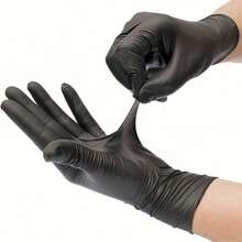 Opakowanie 100/50 sztuk rękawiczek nitrylowych, rękawice nitrylowe do użytku domowego, odpowiednie do sprzątania domu, sprzątania kuchni, kąpieli zwierząt, farbowania włosów, salonów kosmetycznych, tekstura antypoślizgowa, do środków czystości do użytku domowego, pielęgnacji samochodu, na Walentynki, Wielkanoc, Święto Dziękczynienia, Dzień Matki, Dzień Ojca, nadają się do kuchni, dystrybucji, kubków, talerzy, tac, murali, malowideł ściennych, malowania zdjęć, sprzątania, świec, dekoracji świątecznych (pakowane w torebki). - Czarne - Zobacz 17