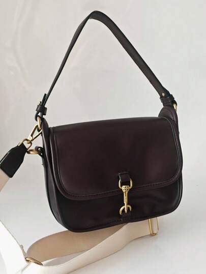 New Autumn/Winter Handbag, Flap Top Small Square Bag, Retro Versatile Women's Bag, Wide Strap Small Bag, Casual Shoulder Crossbody Bag