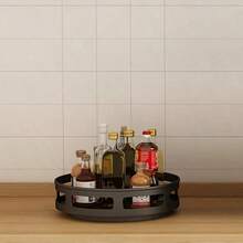 2 Tier/3 Tier - Metal Lazy Wheel With Adjustable Height For Cabinets, Tableware Room, And Kitchen Countertops, Multi Functional Rotating Seasoning Storage Rack, Circular Seasoning Rack, Kitchen Oil, Salt, Sauce, Vinegar Storage Rack - Multicolor - View 11