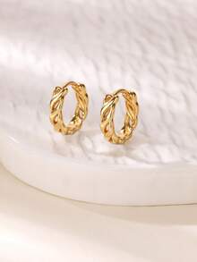 1 par de pendientes de aro con cadena vintage para mujer, color dorado, de acero inoxidable con diseño geométrico, para fiesta, boda y regalo