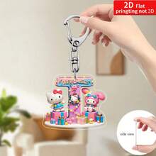 Sanrio Impresión plana 2D, 1 llavero acrílico de Sanrio, 26 letras del alfabeto en inglés de Melody y Hello Kitty, colgante con inicial de nombre, colgante de bolso lindo, llavero de pareja, llavero de coche, adecuado para Navidad, Acción de Gracias, decoración del Día de San Valentín, regalo de carnaval, regalo de Navidad Impresión plana 2D