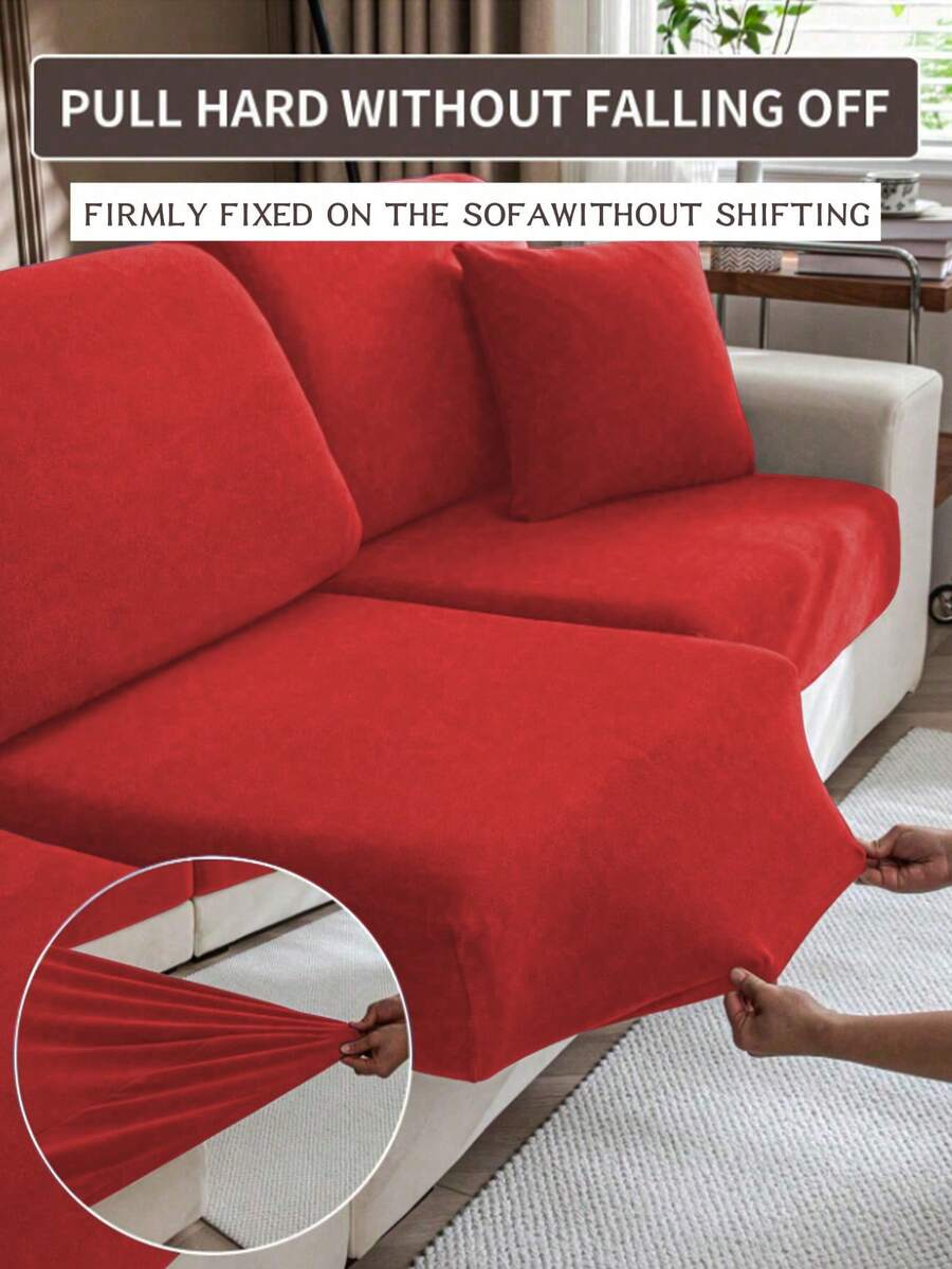 1pc Minimalist Modern Elastic Sofa Cover, Made Of Polyester Fiber, Machine Washable, Dust-Proof, All-Season Use, Removable And Washable Cap-Style Sofa Cushion Cover