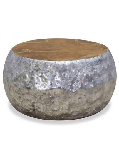 VidaXL Coffee Tafel 60x60x30 Cm Aluminum Teak Wood view 3