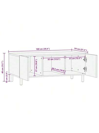 VidaXL Coffee Tafel 100x54x40 Cm Processed Wood Zwart view 2