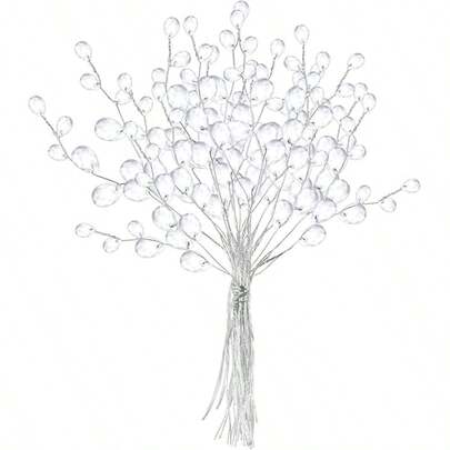 5/10/20pcs Crystal Flower - Crystal Acrylic Bead Drops For Wedding Party Home Decor - Plastic Artificial Flower Stems With Amazing Crystal Branches, Perfect For Room And Home Decor, Home Decor, Themed Party Decor, Scene Decor, Valentine Day, Gift Gifts Birthday Graduation,Fake Plants