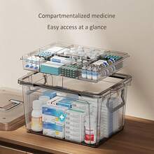 Transparent Multi-Layer First Aid Kit With Handle, Large Capacity Medicine Storage Box, Suitable For Home, Travel, Office, Can Organize Tablets, Bandages, Medical Supplies, Visible Compartments For Easy Access, Ideal For Emergency And Daily Use, Durable And Portable Design, Essential Health Storage Bag