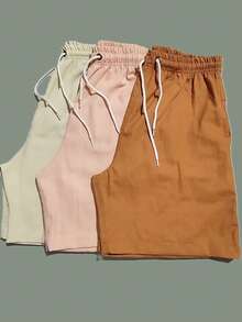 Men's Linen Shorts 3-Piece Kit - Camel - View 2