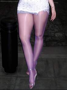 Plus Size Women 20D Glow-In-The-Dark Sheer Tights |   Sexy Slimming Elastic Pantyhose, Suitable For Daily Wear And Party Nights - 紫色 - 查看 4