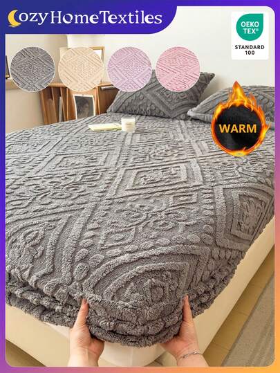 1pc Taffeta Fitted Sheet, Bed Sheet, Bedding, Fitted Sheets, Solid Color Mattress Cover, Soft-Comfortable Warm Mattress Protector, Skin-Friendly Bed Sheets, Thickened Autumn And Winter Bed Cover Bedding, Modern Fabric Fitted Bottom Sheet For Bedroom, For Queen King Twin Full Size Without Pillowcase, Bedding Gifts, Machine Washable, Oeko-Tex