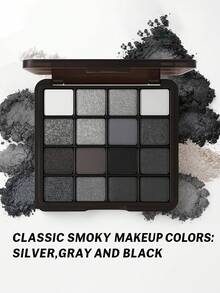 K'APEINE Paleta de sombras de ojos de 16 colores, mate y brillante - Sombras plateadas frías, con alto pigmento, perladas y oscuras para maquillaje gótico, sin decoloración, sin manchas, de larga duración