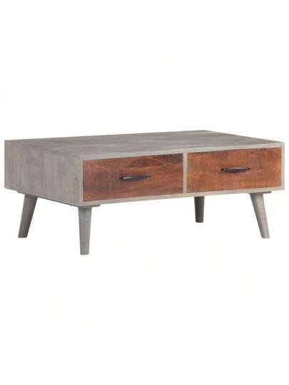 VidaXL Coffee Tafel 100x60x40 Cm Solid Rough Mango Wood Grijs view 9