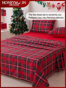 Juego de sábanas de 3/4 piezas con estampado de cuadros rojos navideños, con sensación suave como una nube, resistente a las arrugas y al encogimiento, que incluye 1 sábana plana + 1 sábana ajustable + 1/2 fundas de almohada, sábana de bolsillo profundo, para camas de todos los tamaños, certificado Oeko-Tex