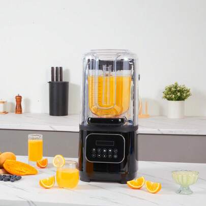 Professional Blender With Shield, Commercial Countertop Blenders, 68 Oz Glass Jar Blender Combo, Stainless Steel 9 Speed & 5 Functions Blender, For Shakes, Smoothies, Peree, And Crush Ice, Black