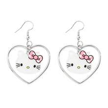 Sanrio 1 Pair Sanrio Cartoon Cute & Fashionable Creative Kitty Cat Heart Hello Kitty Earrings, Accessories For Women