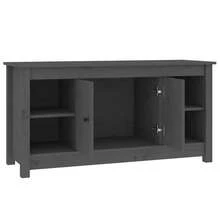 vidaXL TV-Schrank Grau 103x36,5x52 Cm Massivholz Kiefer - Grau - Übersicht 5