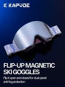 KAPVOE变色滑雪镜冬季雪地户外运动翻盖滑雪镜雪地摩托单板滑雪眼镜防雾滑冰眼镜男女UV400磁性雪地装备滑雪配件