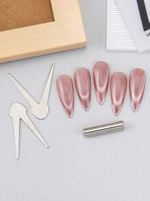 FULL BEAUTY 新款猫眼磁性棒混合尺寸便携式二合一Y型磁性美甲工具，适用于DIY凝胶指甲油磁性工具