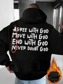 Áo Hoodie Krometka nam Thu/Đông với họa tiết Faith Power, màu mơ | Khẩu hiệu & Thái độ - màu đen - Xem 3