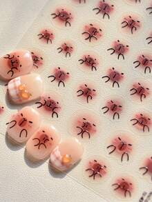 1 Stück süße Capybara Gesicht Cartoon japanischer Stil Nail Art Sticker Kawaii 5D Tier Ausdruck Maniküre Abziehbilder für Frauen witziger Charakter Nagel Sticker für lange und kurze Nägel selbstklebende Nagel Dekorationen