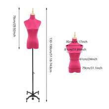 CNCEST Dress Form, Female Sewing Mannequin, Movable Rolling Body Model Base, 4.27-6.23ft Height Adjustable Female Clothing Display Model, Detachable Casters Clothing Display Stand Mannequin For Clothing Display And Tailor Design (Hot Pink) - Hot Pink - View 4