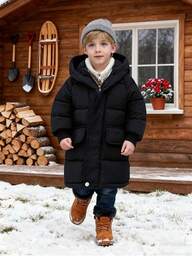 Jungen Lässiger, verstärkter Kapuzenmantel mit Langarm, modischer Schulstil für Herbst/Winter