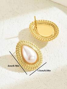 1 Pair Retro Elegant Water Drop Faux Pearl Fashion Personalized Women's Versatile Dating Earrings