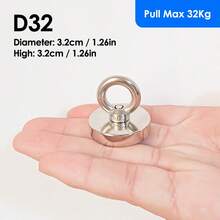 1 szt. | Siła naciągu 5-52 kg (≈11-115 funtów), magnes neodymowy z pierwiastkami ziem rzadkich serii D16-D42 do łowienia ryb i montażu na ścianie, wytrzymały okrągły magnes z oczkiem do podnoszenia/otworami centralnymi i wkrętami (łatwy do zawieszenia/montażu), średnica 16/20/25/32/36/42 mm, do wydobycia przedmiotów z jeziora/plaży/trawnika/rzeki/stawu i organizacji domu (przechowywanie na ścianie)