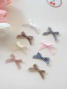 12/10/6 Stück Mädchen Milchkaffee-Farbpalette kariertes Muster Y2K-inspirierte Mini-Schleifen-Haarspangen Set - Süß & niedlich rutschfeste Schleifenspangen für Teenager und Mädchen, vielseitig für alle Haartypen