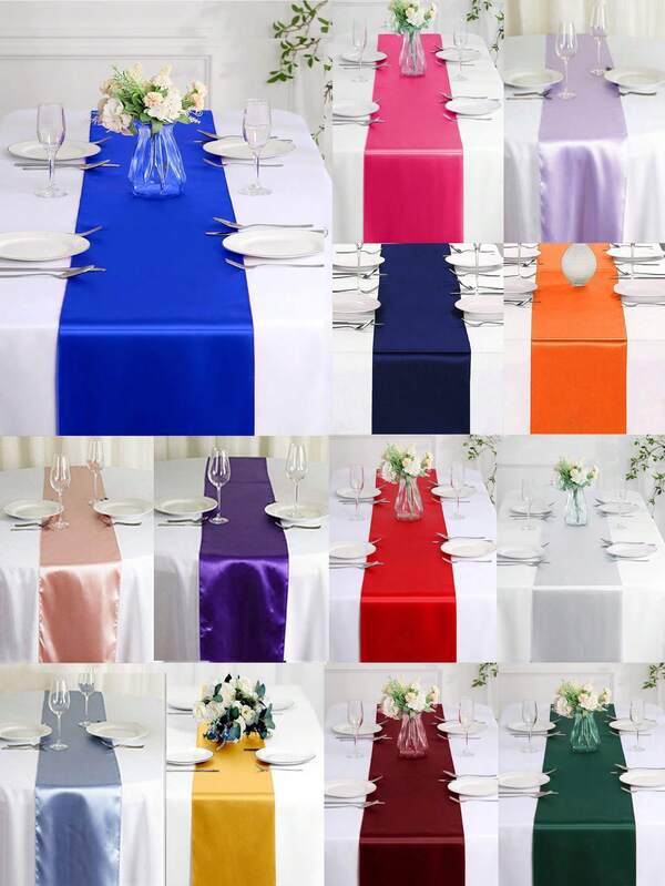 2pcs/10pcs Satin Table Runners, Silk Ribbon Table Flags, For Hotel, Event, Home, Birthday, Baby, Bridal Shower, Banquet, Party Wedding Centerpiece Decoration Table Runners