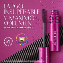 Ésika Mega Full Size Mascara de Pestañas Facil Retirado rimmel volumen intenso efecto pestañas largas y definidas formula resistente al agua pero facil de retirar cuidado cosmetico profesional alta pigmentacion aplicador ergonomico ideal para regalo maquillaje diario envio rapido garantia de calidad - Negro - Ver 3