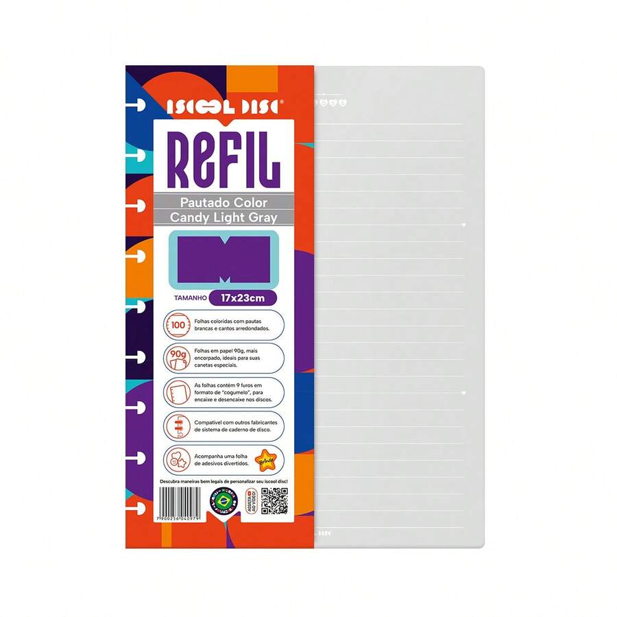 Iscool Disc Notebook Refill Lined Color Candy 100 Sheets 90g Medium - Light Grey - View 1
